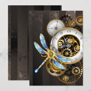 Invitation Cadran Steampunk avec Libellule