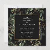 Invitation Cadre à huile Carré or | Boho Botanique Eucalyptus (Devant)