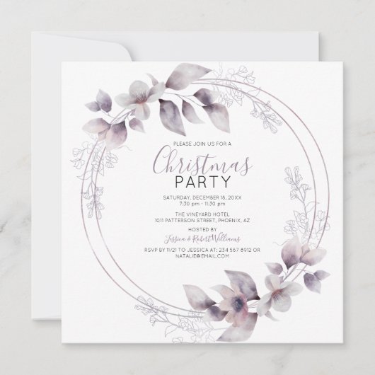 Invitation Cadre à l'aquarelle élégant | Fête de Noël des Fêt (Devant)