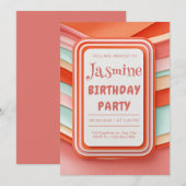 Invitation Cadre Abstrait Gélifié Ondulé Rétro Anniversaire (Devant / Derrière)