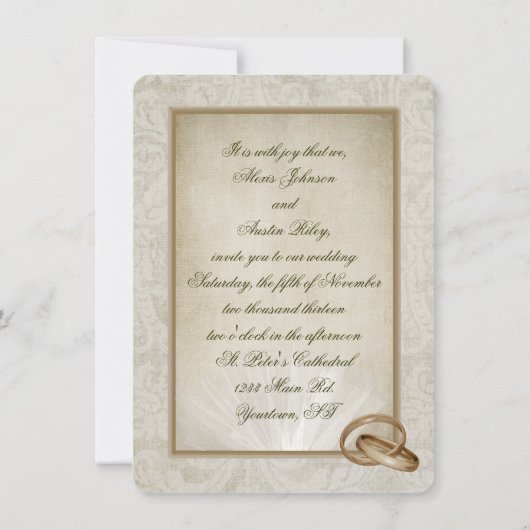 Invitation Cadre antique pour Mariage Verse (Dos)
