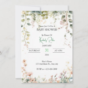 Invitation Cadre aquarelle florale douce