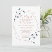 Invitation Cadre aquarelle rose gold chic bleu Bat Mitzvah (Debout devant)