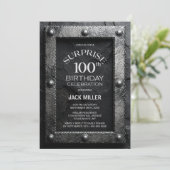 Invitation Cadre Argent Ardoise Noire Surprise 100e Anniversa (Debout devant)