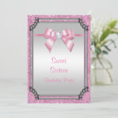 Invitation Cadre argent élégant et posh rose Gem Bow Sweet 16 (Debout devant)