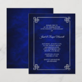 Invitation Cadre argenté élégant bleu pour les 25 ans de mari (Devant / Derrière)