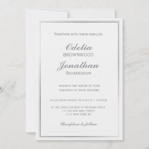 Invitation Cadre argenté simple et élégant et Mariage gris