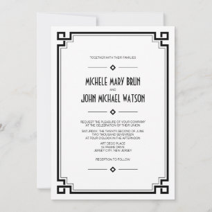 Invitation Cadre Art Déco Mariage photo personnalisé Invitati