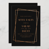 Invitation Cadre art déco noir et or mariage après soirée (Devant / Derrière)
