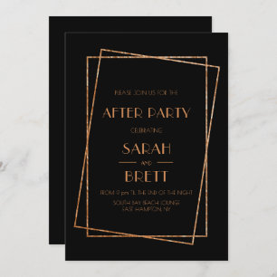 Invitation Cadre art déco noir et or mariage après soirée