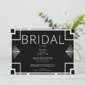 Invitation Cadre Art déco simple Fête des mariées en noir et  (Debout devant)