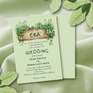 Invitation Cadre avec initiales St Patrick's Day mariage