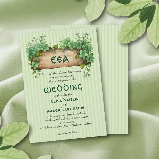 Invitation Cadre avec initiales St Patrick's Day mariage