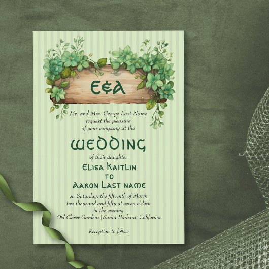 Invitation Cadre avec initiales St Patrick's Day mariage