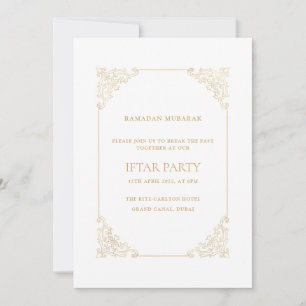 Invitation Cadre Baroque Opulent Or Iftar Party