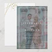 Invitation Cadre Blanc Géométrique Effet Vélin Photo Mariage (Devant / Derrière)