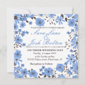 Invitation Cadre bleu fleurs (Devant)