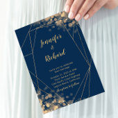 Invitation Cadre bleu marine et or avec lumières Bokeh