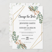 Invitation Cadre Boho Gliter de Verdure Changer la Date (Devant / Derrière)