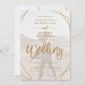 Invitation Cadre boho jaune simple script photo mariage (Devant)