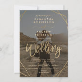 Invitation Cadre boho or moderne simple script photo mariage (Devant)
