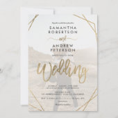 Invitation Cadre boho or moderne simple script photo mariage (Devant)