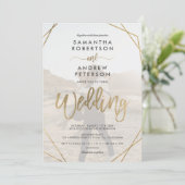 Invitation Cadre boho or moderne simple script photo mariage (Debout devant)