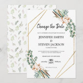 Invitation Cadre Boho Pailleté de Verdure Changement de Date (Devant / Derrière)