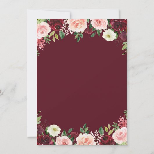 Invitation cadre bordeaux et broussailleux enregistrer la dat (Dos)