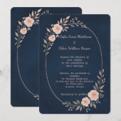 Invitation Cadre botanique brouillé de la marine romantique (Devant / Derrière)