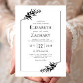 Invitation Cadre botanique simple Mariage noir et blanc