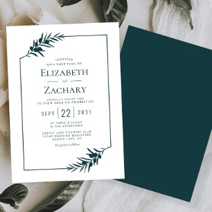 Invitation Cadre Botanique Simple Mariage Vert Emeraude