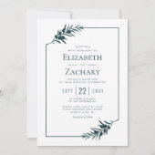 Invitation Cadre botanique simple Mariage vert émeraude (Devant)