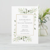 Invitation Cadre Botanique Verdure Or Tout en un Mariage (Debout devant)