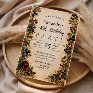 Invitation Cadre Botanique Vintage Blackberry 90e Anniversair