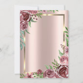 Invitation Cadre, Bourgogne Rose robe Rose or Quinceanera (Dos)