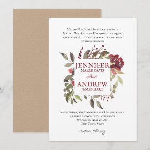 Invitation Cadre Carré Rose Woodland