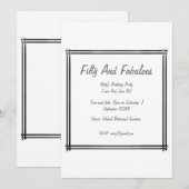 Invitation Cadre Chic Argent Cinquante Et Fabuleux Anniversai (Devant / Derrière)