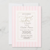 Invitation Cadre Chic Rayé Rose Sweet 16 (Devant)