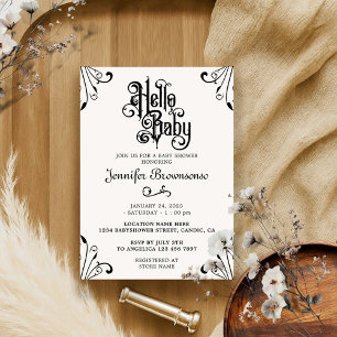Invitation Cadre classique élégant Retro Ornament Hello Baby
