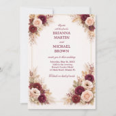 Invitation Cadre classique floral bordeaux (Devant)