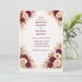 Invitation Cadre classique floral bordeaux (Debout devant)