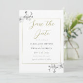Invitation Cadre Classique Mariage Orchidée Blanche Save the (Debout devant)