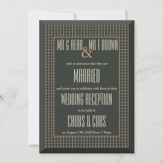 Invitation Cadre Classique Ours Gay Mariage Réception Invitat (Devant)