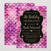 Invitation Cadre d'anniversaire à écailles de sirène iridesce (Devant / Derrière)