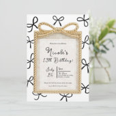 Invitation Cadre d'arc en or et petits arcs noirs Anniversair (Debout devant)