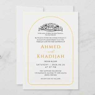 Invitation Cadre d'arche en or moderne pour mariage islamique