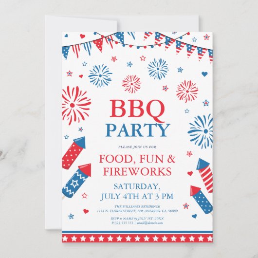 Invitation Cadre de barbecue de fête du 4 juillet (Devant)