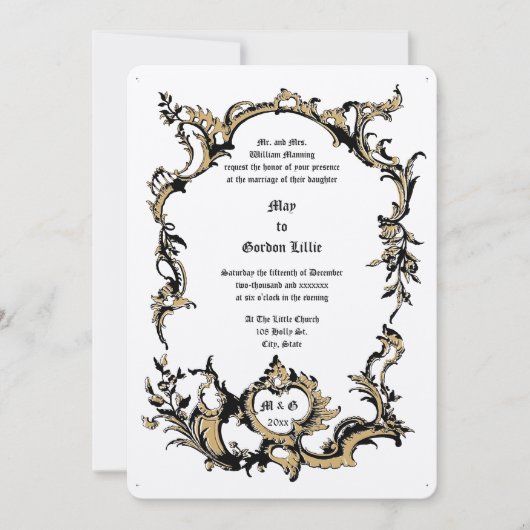 Invitation Cadre de bordure Baroque Rococo Rocaille du 18e si (Devant)