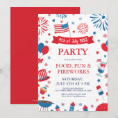 Invitation cadre de bordure de barbecue de fête du 4 juillet (Devant / Derrière)